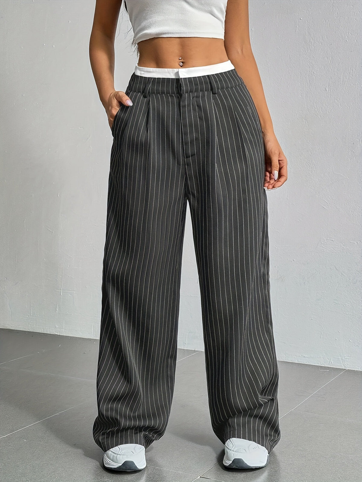 High Waist Striped Pants