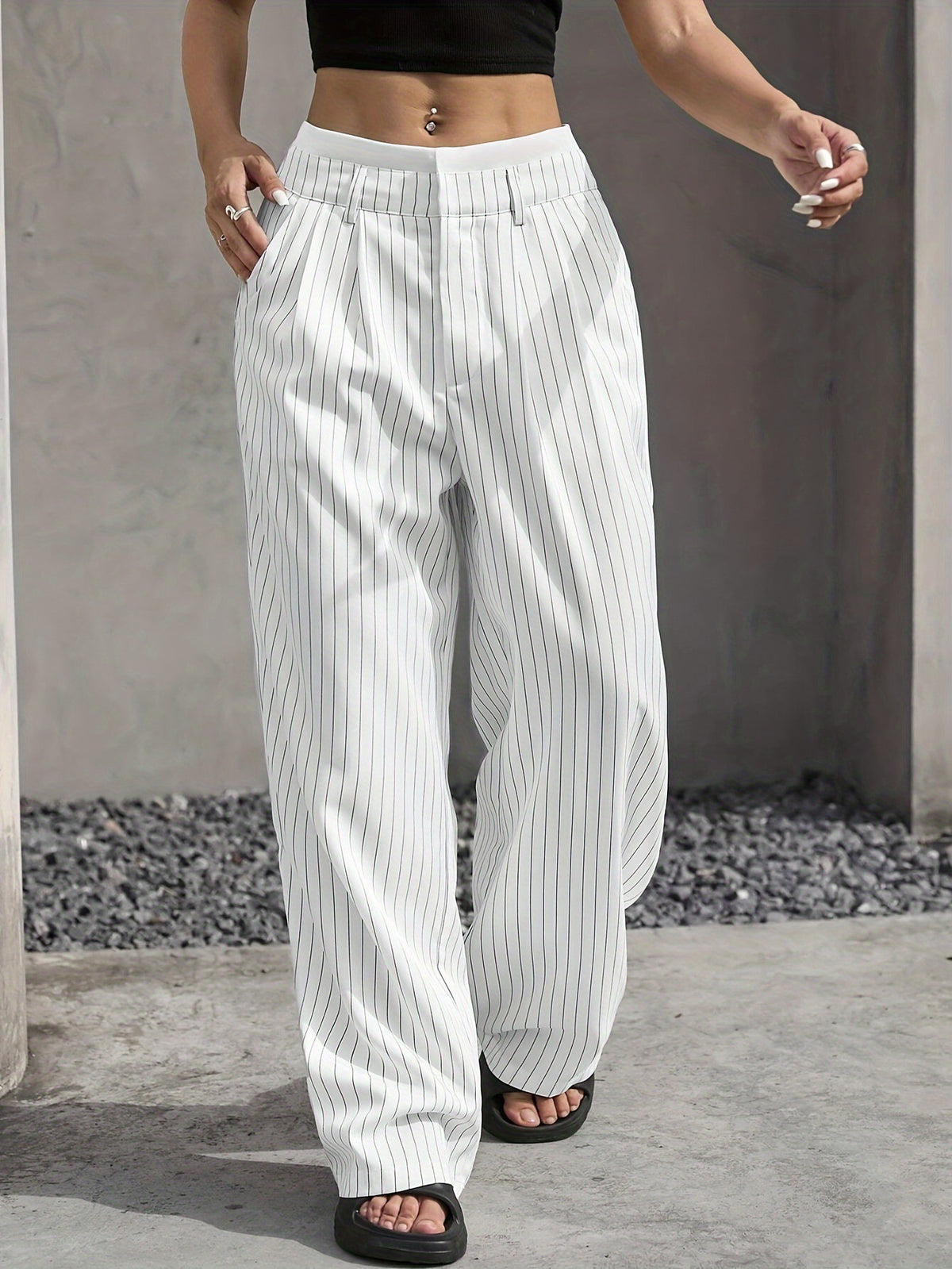 High Waist Striped Pants