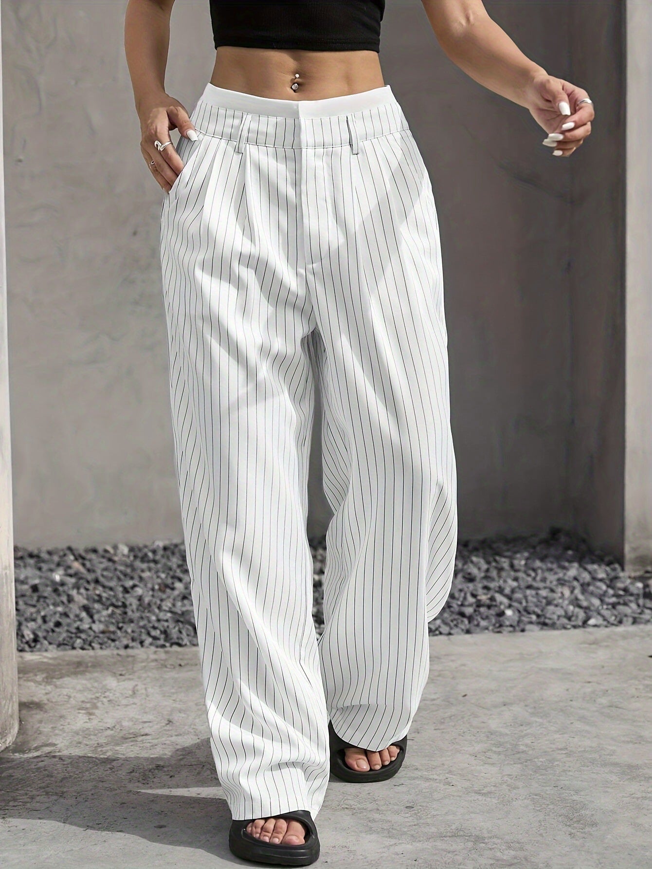High Waist Striped Pants