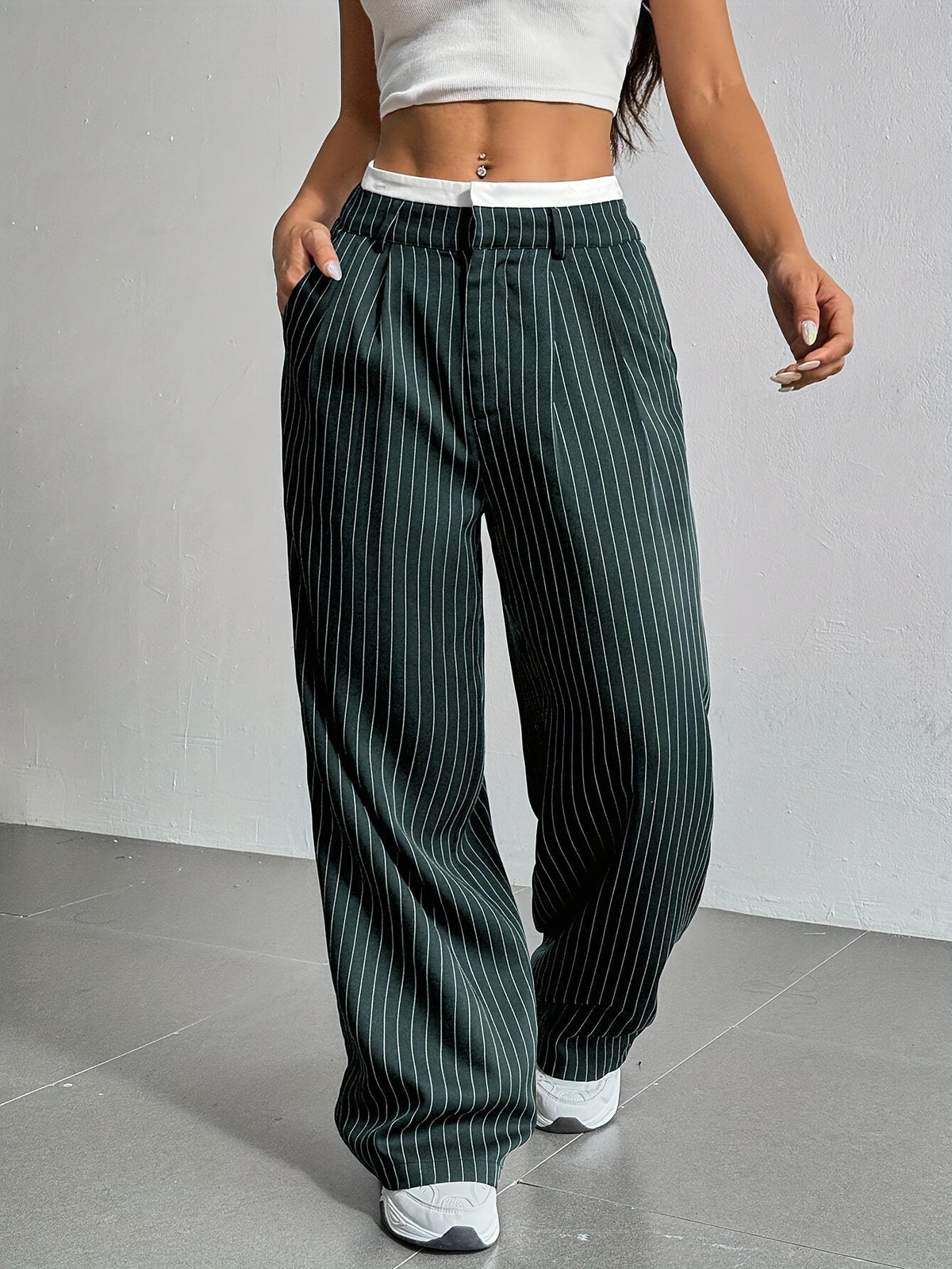 High Waist Striped Pants