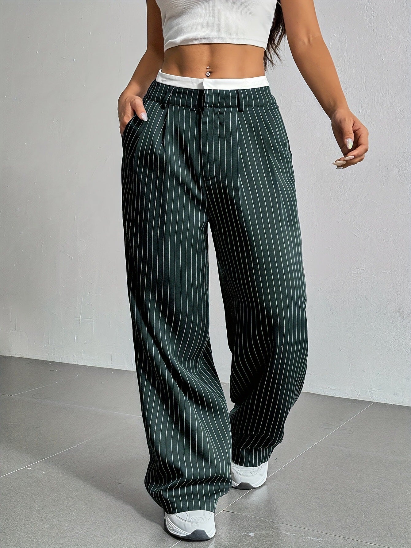 High Waist Striped Pants