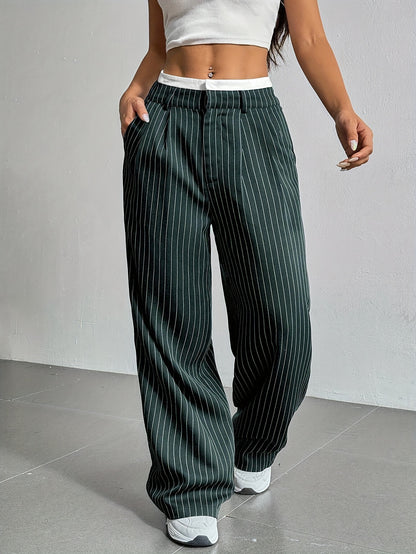 High Waist Striped Pants