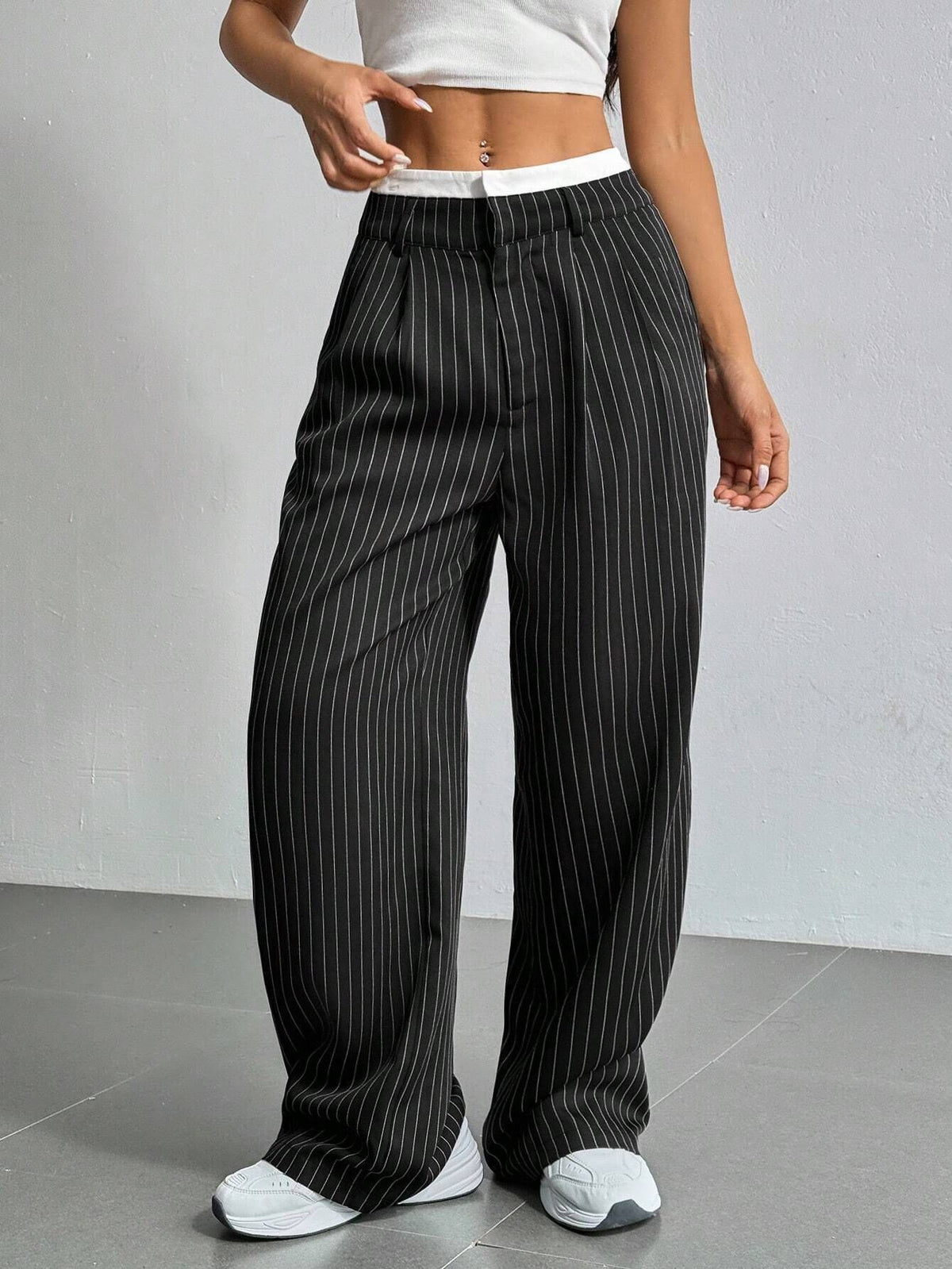 High Waist Striped Pants